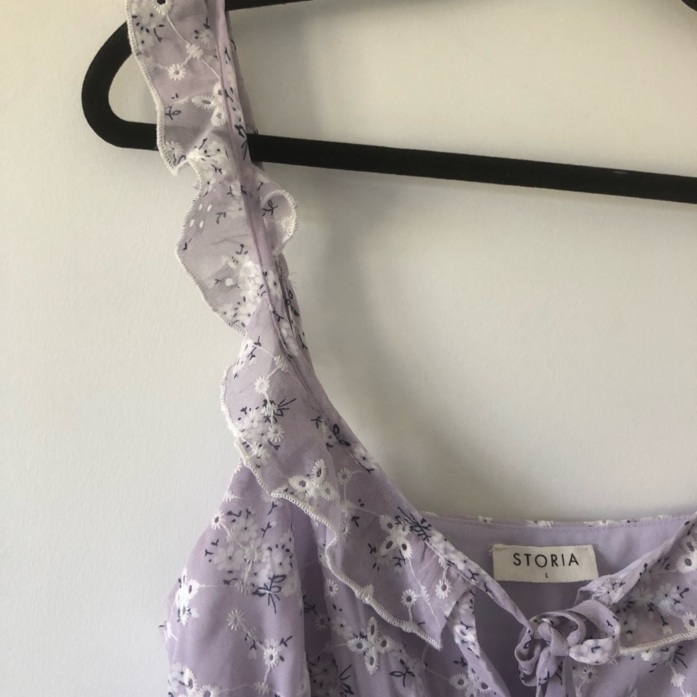Storia Lavender Floral Mini Dress | Size L - Picture 2 of 8
